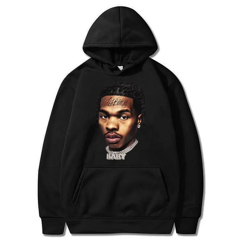 Hip Hop Rapper Lil Baby Graphic Hoodie Men's Retro Gothic Long Sleeve Oversized Autumn Winter Casual Pullovers Streetwear Unisex