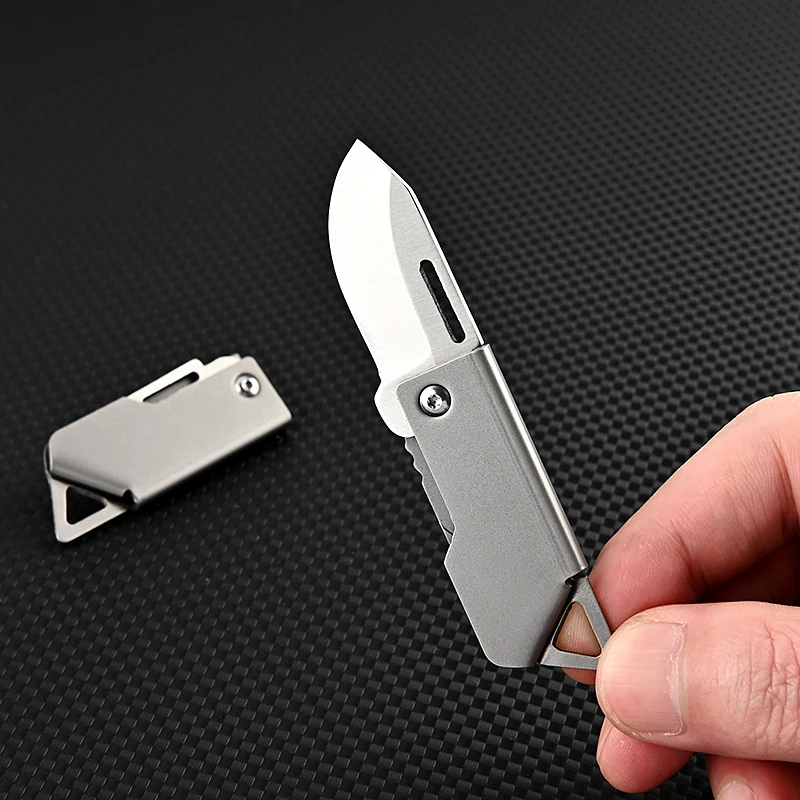 NEW Mini High Hardness D2 Steel Sharp Folding Knife Portable Keychain Hanger Disassembly and Delivery Box Opening Knife