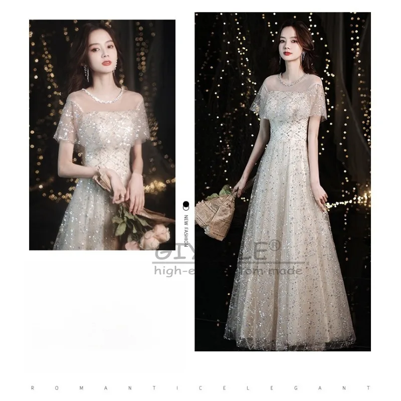 

GIYSILE Customized Champagne Evening Dress 2025 New Fashion Sexy Ladies' Fairy and Dignified Temperament Slim Party Dresses