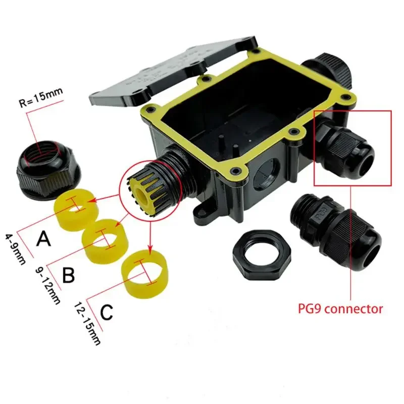 

Junction Box IP68 Waterproof UV Sunproof Outdoor Multiple ways Plastic Electrical Junction Box Case Cable Wire Connector Protect