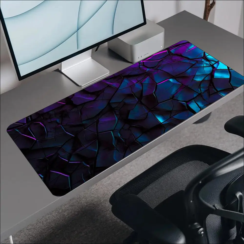 Cool Neon Crack Lightning Large Size Mouse Pad Thick Non‑Slip Rubber Desk Mat Stylish Glowing Art For Gaming Laptop Computer