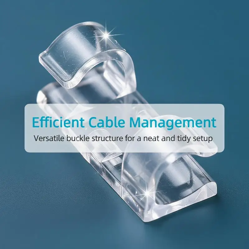 20 PCS Transparent Self Adhesive Cable Clips Strong Adhesion Easy Installation For Home Office Cable Organization