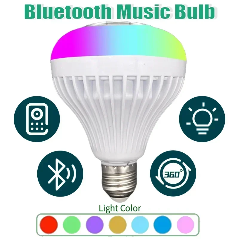 Ampoule intelligente sans fil avec télécommande, couleur RVB, haut-parleur Proxy, musique LED, haut-parleur Bluetooth intégré