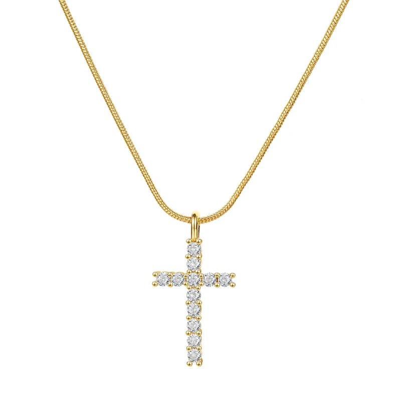 IFKM Fashion Female Cross Pendants Dropshipping Gold Color Crystal Cross Pendant Necklace Jewelry For Men/Women 2023 Gift