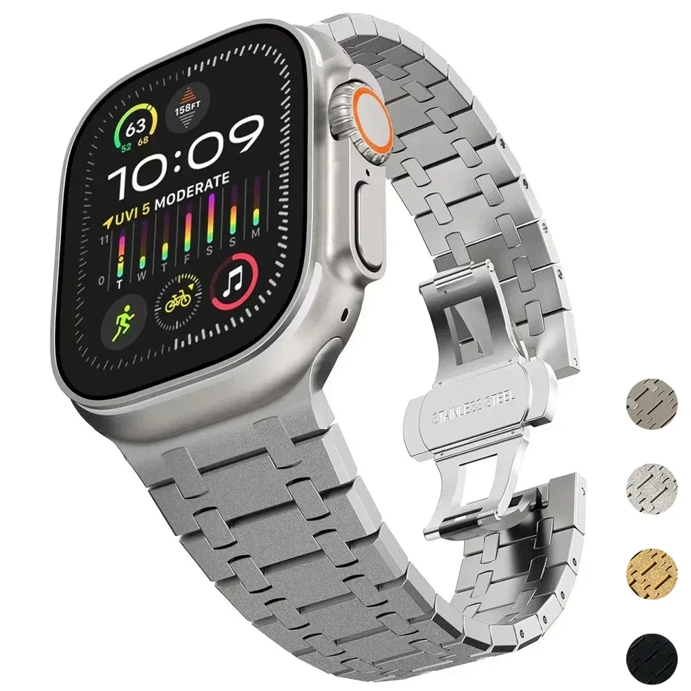 

Luxury Strap for Apple Watch Band 10 46mm 45mm 44mm 42mm 49mm Metal Stainless Steel Bracelet IWatch Ultra 2 9 8 7 6 SE 5 Correa