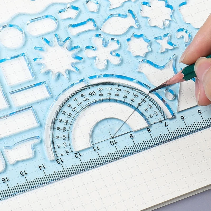 3Pcs Templates Rulers with Protractor Edges 30 Unique Patterns for Student Children DIY Art Projects LX9A