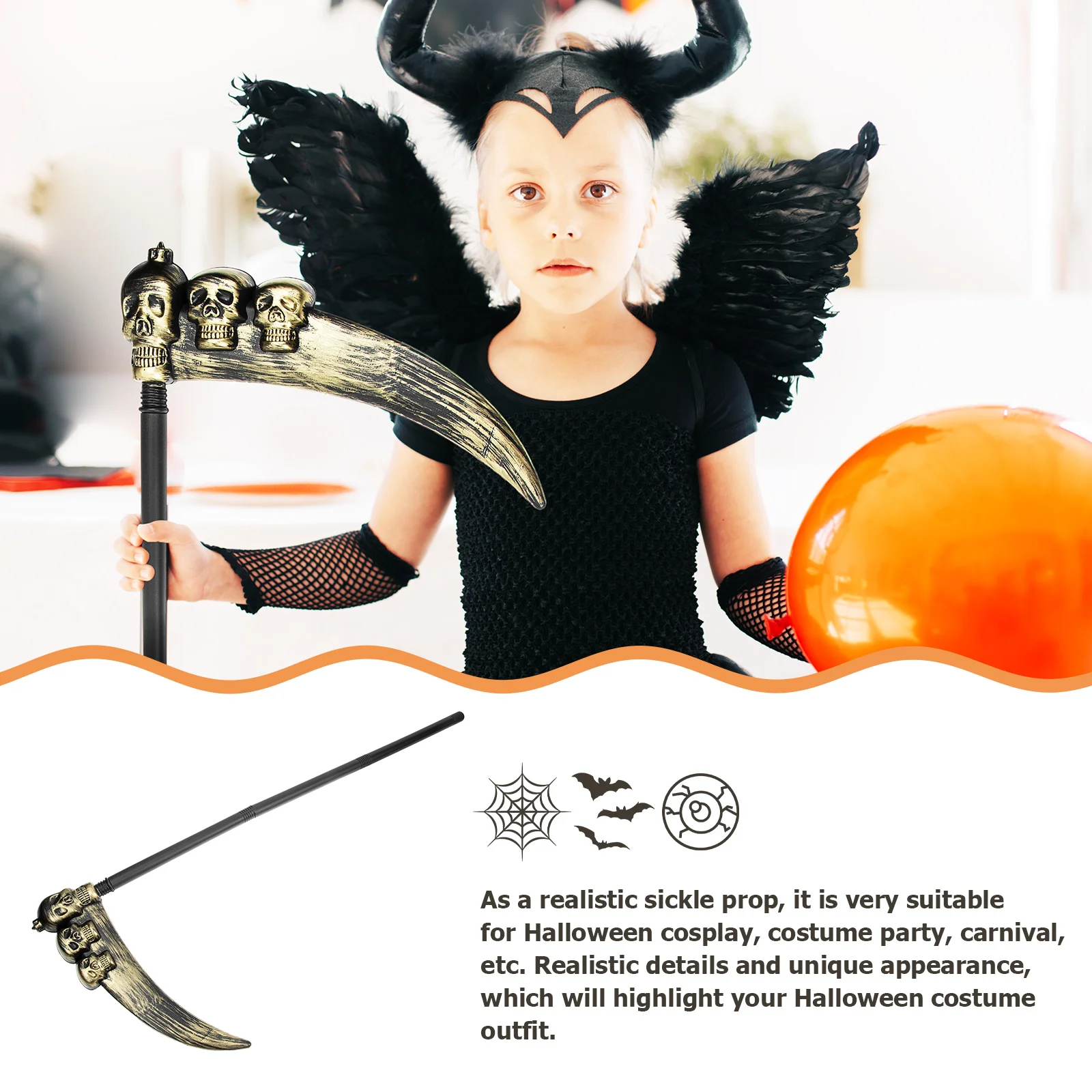 Symulacja fałszywej kosy Prop Halloween Hatchet Wizzard różdżka Death Staff strój Cosplay dziecko kostium na Halloween zabawka dekoracyjna