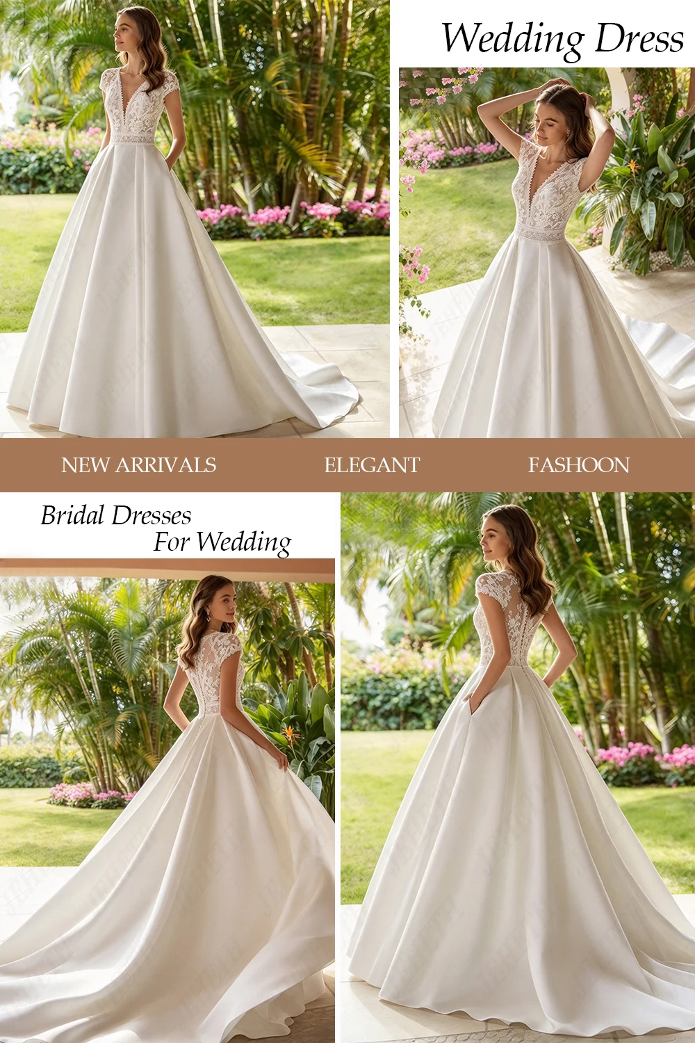 Elegant Classic Sexy Wedding Dresses Cap Sleeve V-Neck Lace Bridal Dress A Line Court Train Gown New Vestido De Novia Customized