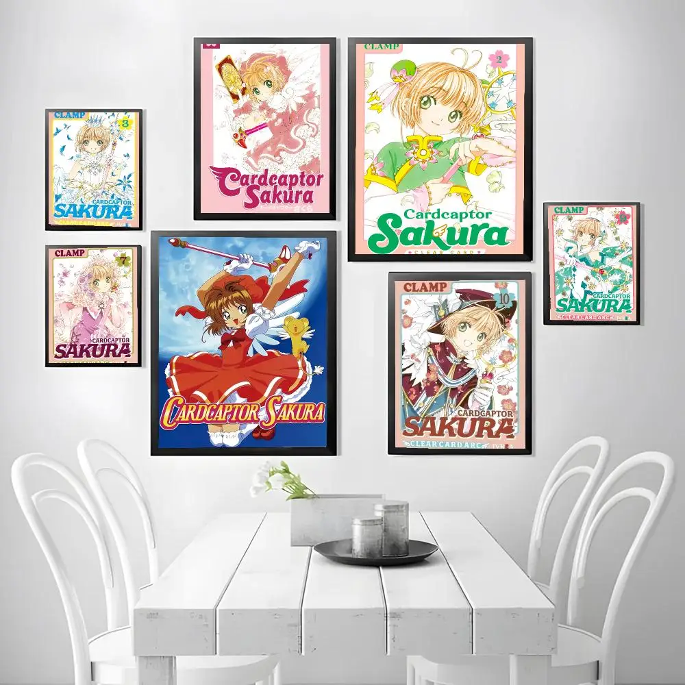 Anime C-Cardcaptor Sakura Poster Stickers, suitable for game rooms, bedrooms, corridors, home wall art decor, gifts