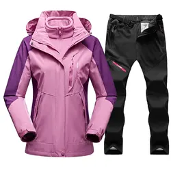 Ski Suit For Women Thicken Warm Windproof Waterproof Jacket and Pants Winter Snowboard Snow Coat Outdoor Skiing Camping Trousers