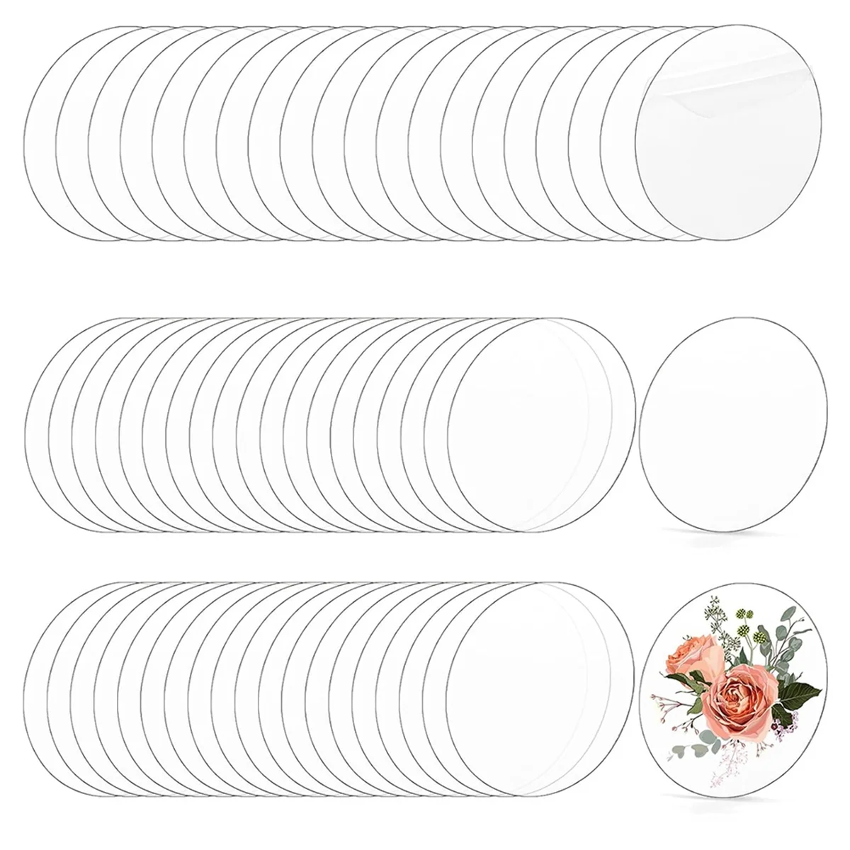 A74U 60 Pcs 4 Inch Clear Circle Acrylic Sheet, Round Acrylic Disc, Clear Acrylic Ornament Blanks for DIY Projects