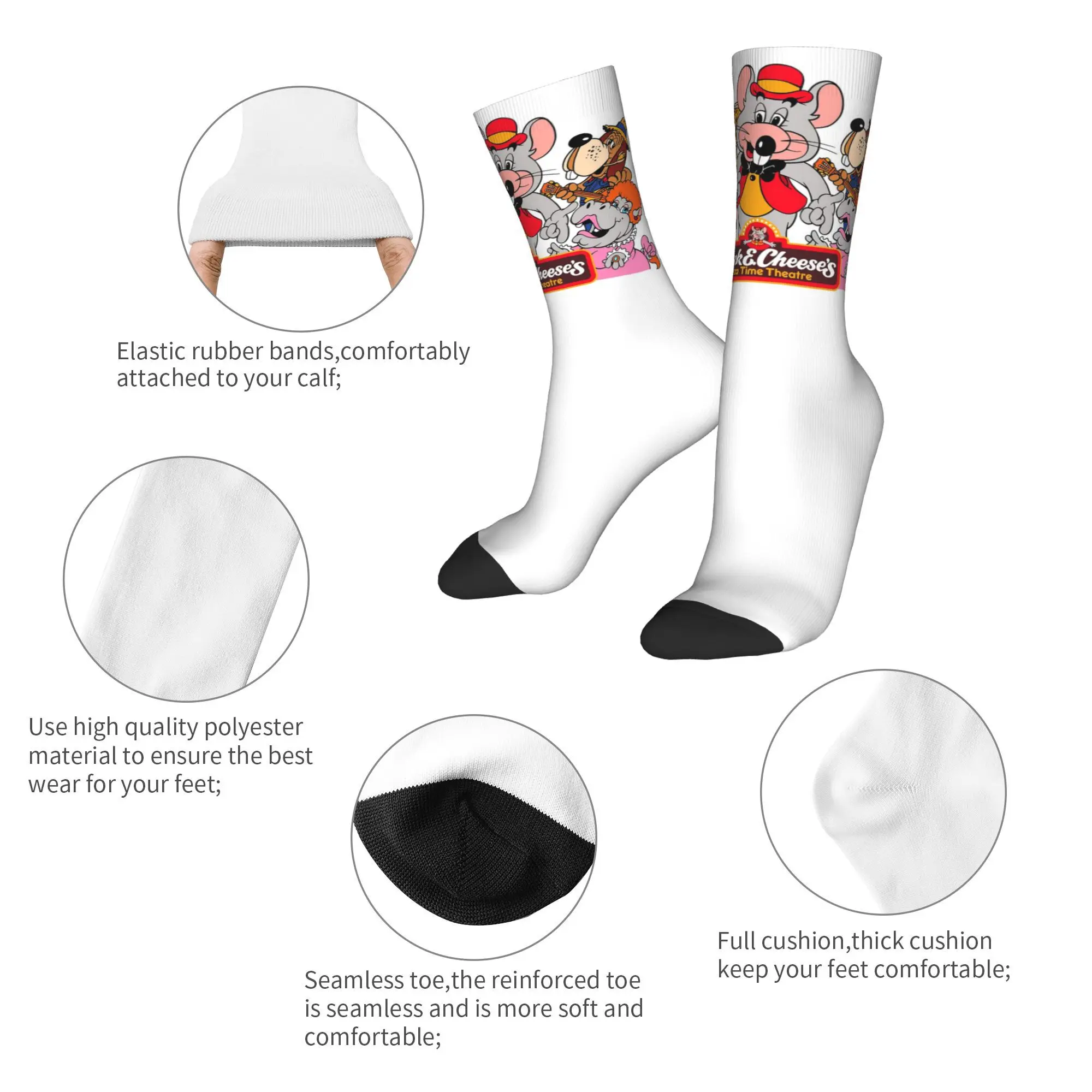 Alle seizoenen The Rat Chuck E Cheese Sokken Harajuku Hoge kwaliteit Kousen Crew Sokken voor Mannen Vrouwen Kerstcadeaus