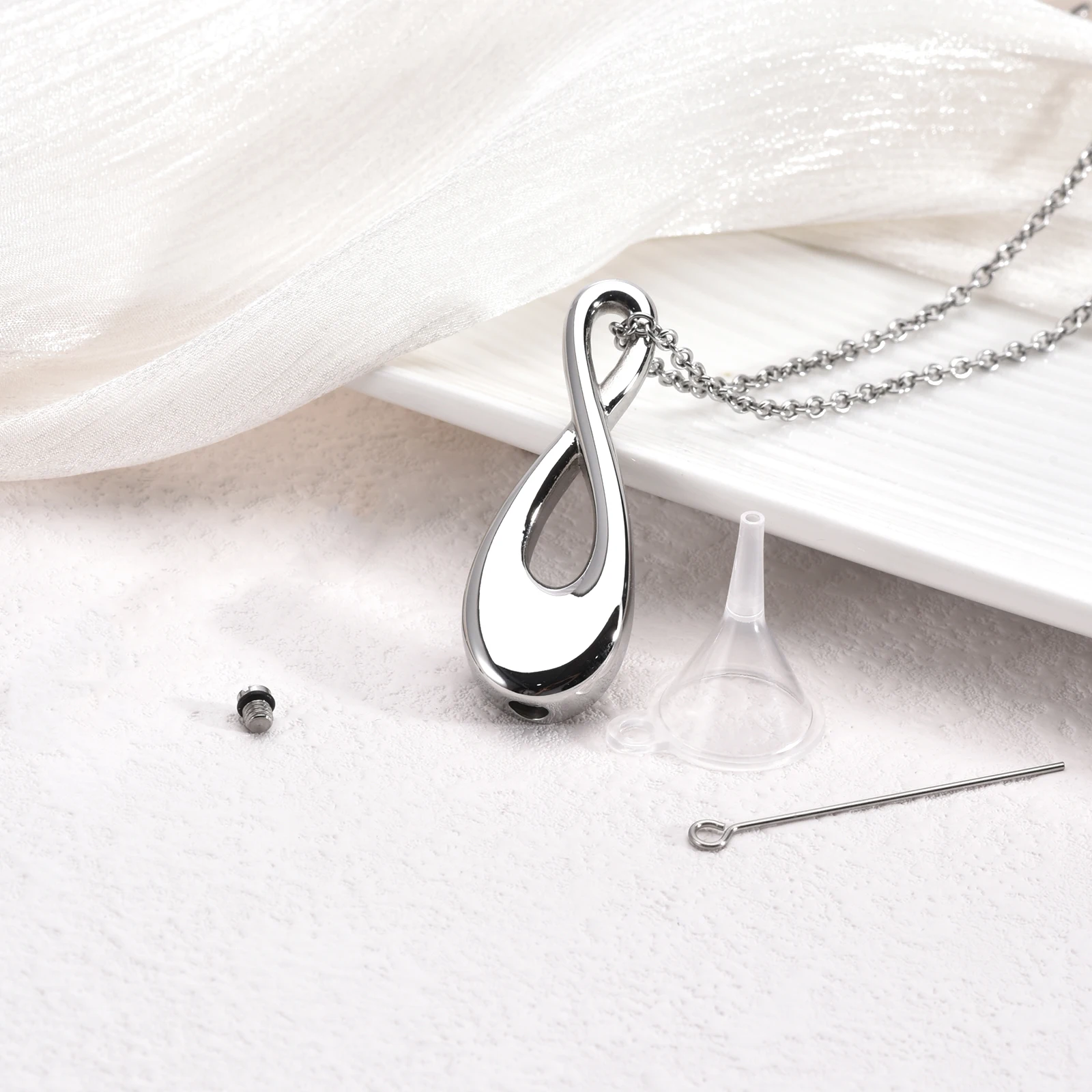 Einäscherung Halskette für Asche Edelstahl Anhänger Asche Halter Gedenk schmuck – Detail 2