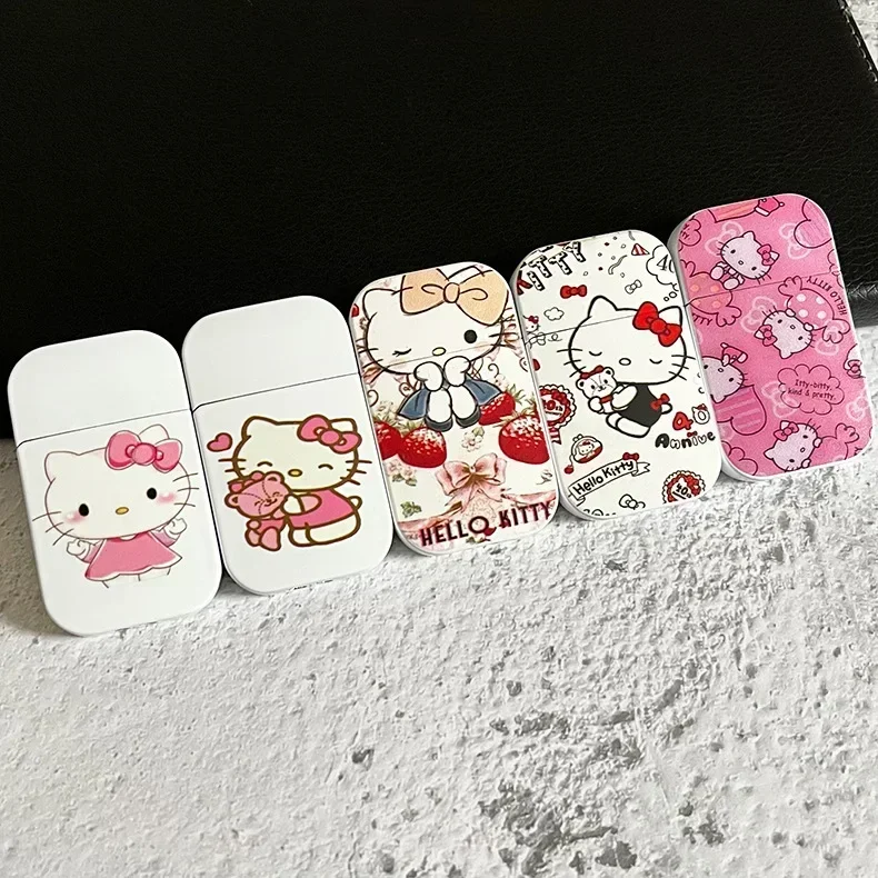 Mini Cute Kitty Lighter Special for Ladies Windproof Pink Flame Cigarette Lighter Refillable Butane Lighters Smoking Accessories