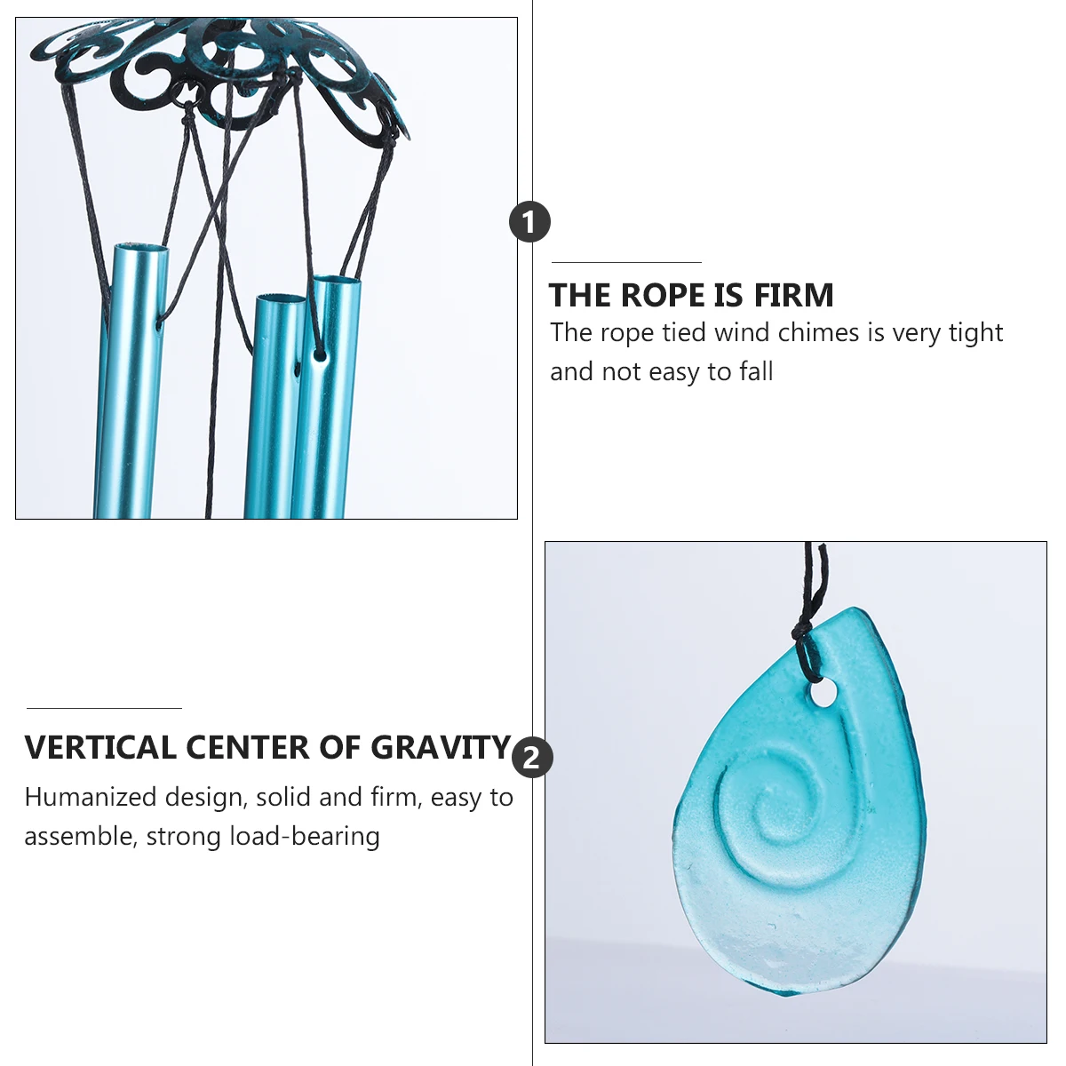 

Distinctive Design Glass Wind Chime Pendant Durable Iron Beautiful Colors Home Decor