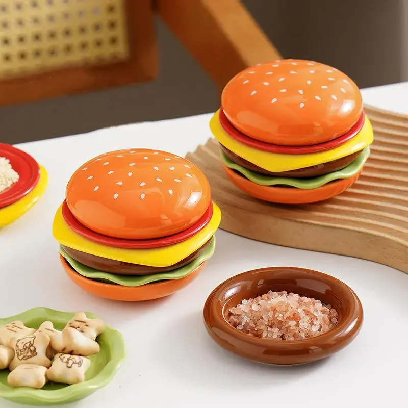 

6PCS Ceramic Hamburger Sauce Bowl Set Ketchup Salad Dressing Seasoning Dipping Dish Kitchen Accessories Sauce Container Gift