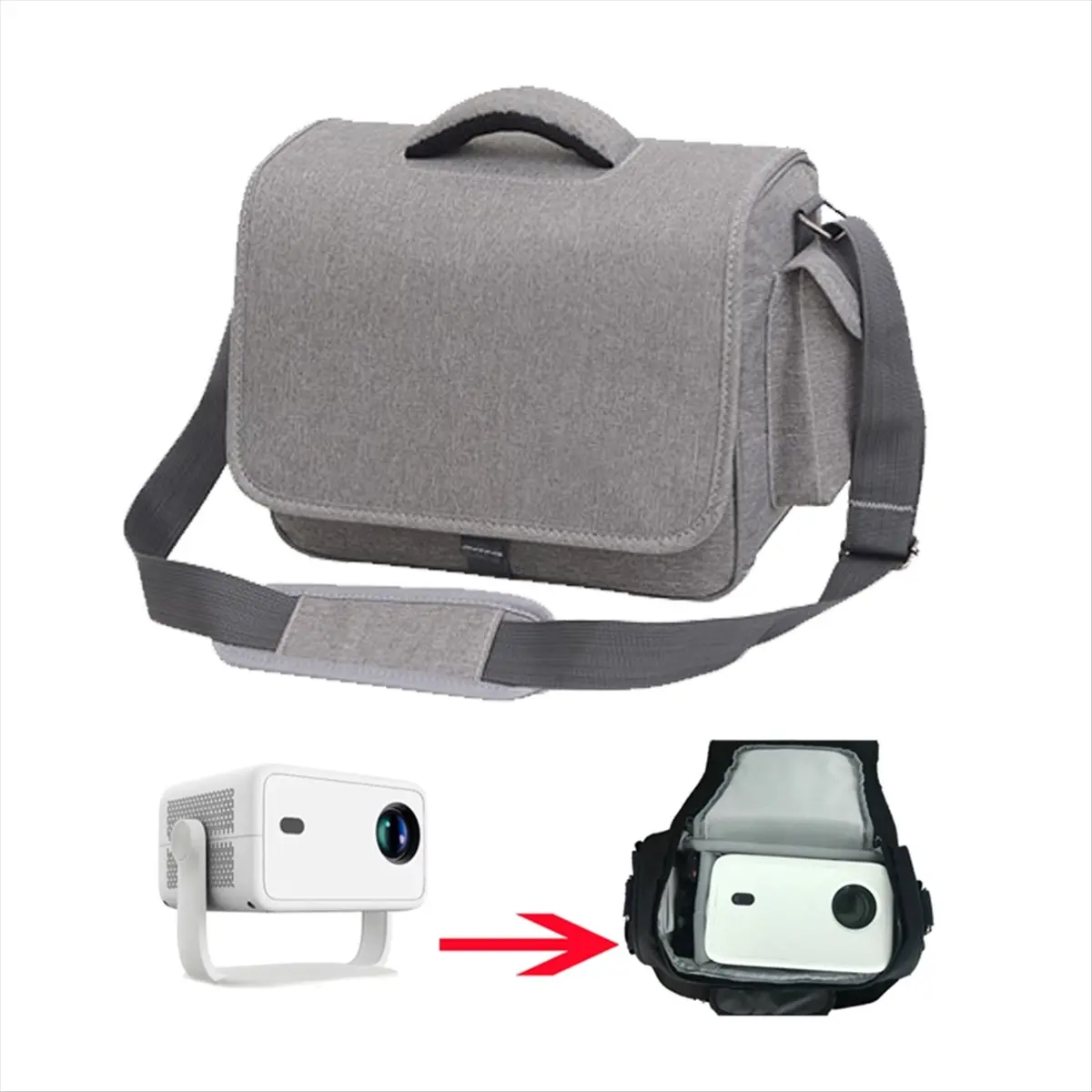 Qualified- Projector Shoulder Bag - Portable, Shockproof Storage Thick Protective Layers for Cameras and Projectors Black