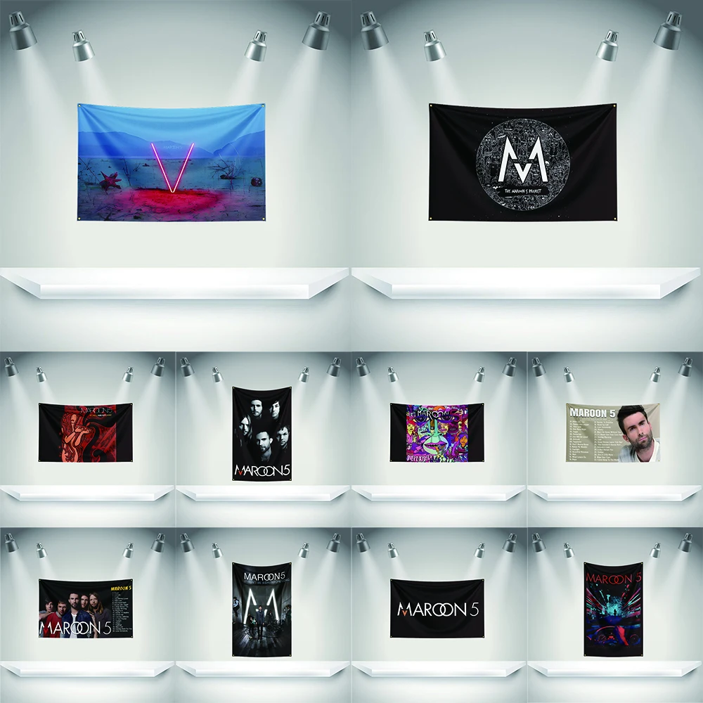 M-Maroons 5 Flag Rock Music Band Banner   HD Printing Tapestry Exhibition, Music Band Fans, Garage Decor