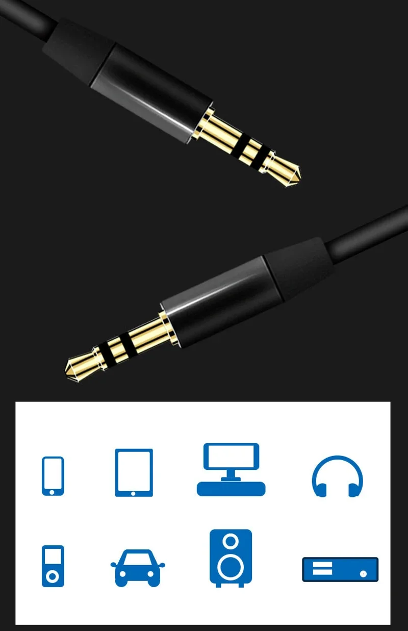 3.5mm Jack Audio Extension Cable Gold Plated 3.5 mm Male to 3.5mm Male Aux Cable for Car Xiaomi Headphone Speaker Auxiliary