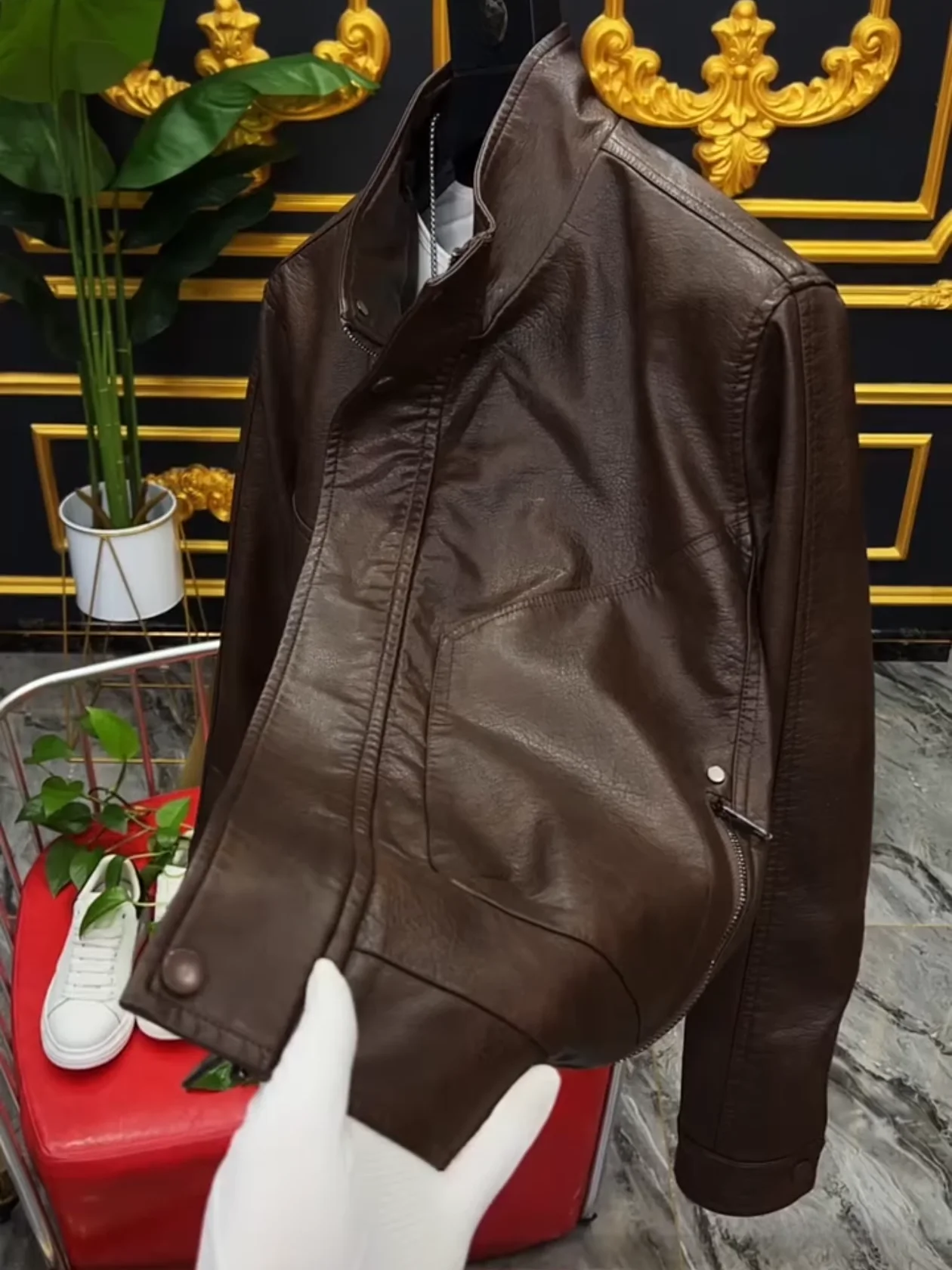 

Мужская куртка из высококачественной искусственной кожи с воротником-стойкой, повседневная, универсальная, модная, для весны и осени, деловая, приталенная, на молнии