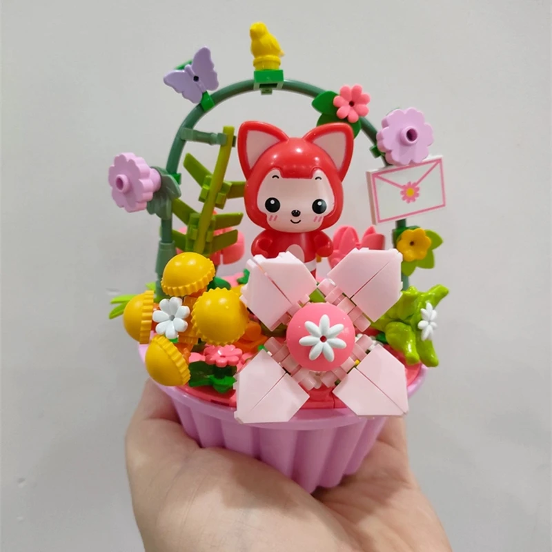 Ali the fox building blocks simulation cupcake model children's assembly toys kawaii valentine's day gift office ornaments