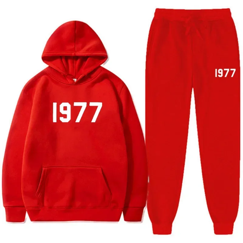 Hip Hop Streetwear ensemble à capuche mode 1977 hommes femmes survêtement décontracté sweat pantalons de survêtement 2 pièces