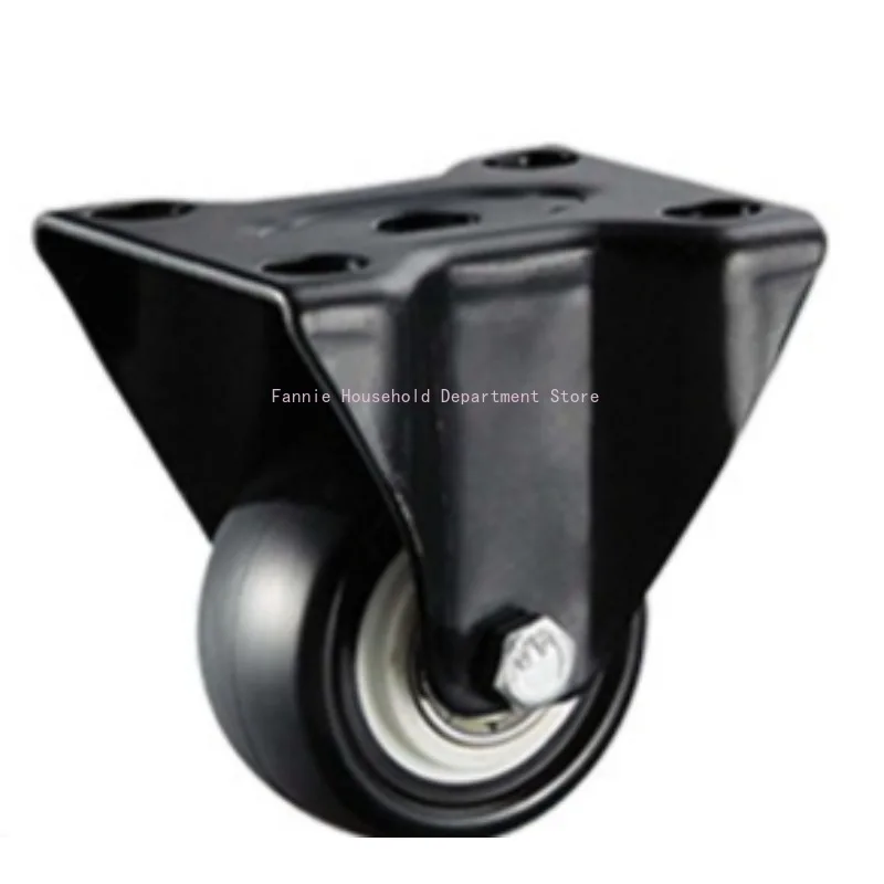4Pcs 1.6 Inch Dia Heavy Duty 200KG Black Polyurethane Fixed Castor Wheels Trolley Furniture Caster