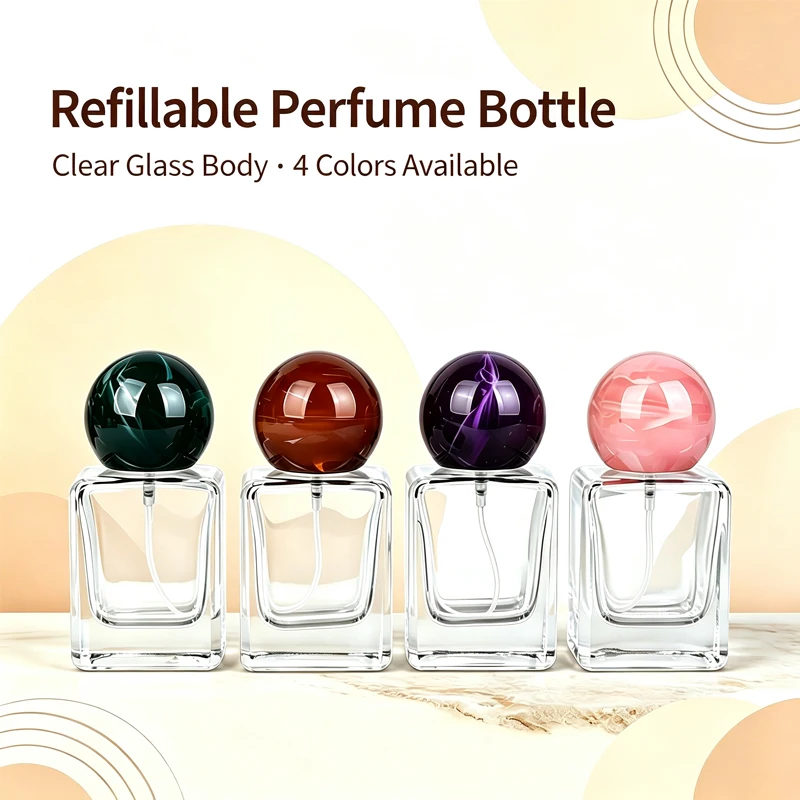 30ml Square Glass Perfume Bottles Portable Spray Bottle Large Capacity Replacement Empty Wholesale Refillable Containers
