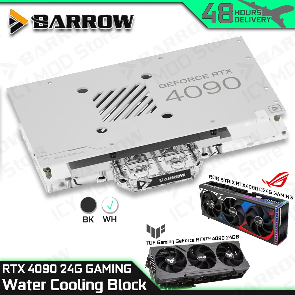 Barrow Full Coverage GPU Water Block ASUS ROG STRIX / TUF RTX 4090 O24G/24G GAMING GPU Liquid Cooling PC Building BS-AST4090-PA
