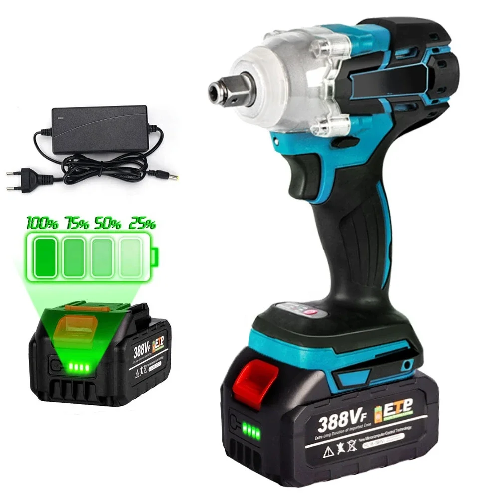 20000mAh 520N.M Brushless Cordless Electric Impact Wrench 1/2 inch for Makita 18V Battery Screwdriver Power Tools