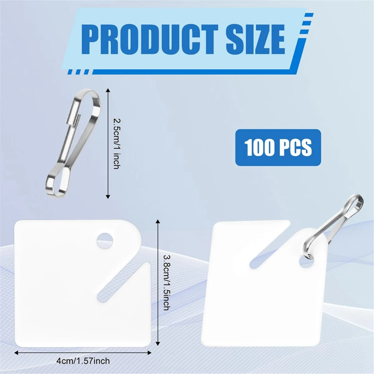 ELBA_100Pcs Key Tags, White Key Tags Blank Square Key Tags