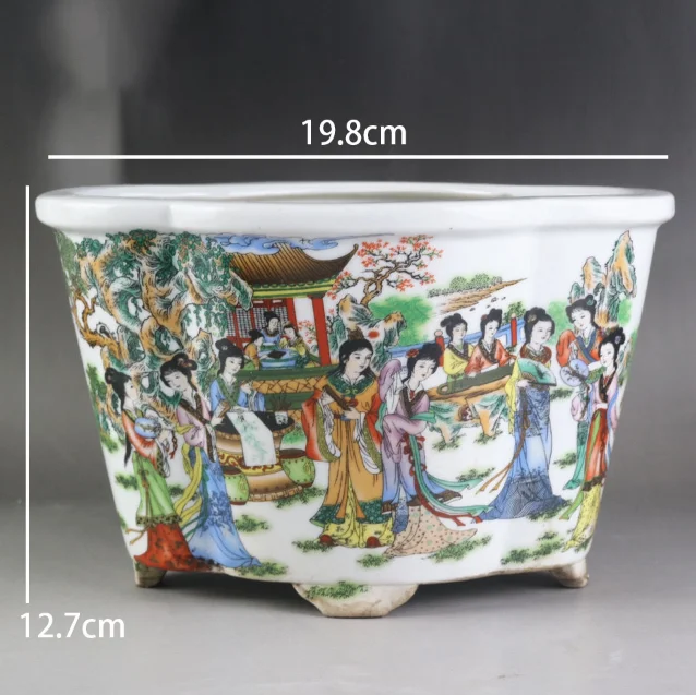 Qing-dynastie Twaalf Gouden Haarspelden Poederkleur Succulent Keramische Bloempot Antiek Porselein Collectie Thuis Kamerdecoratie
