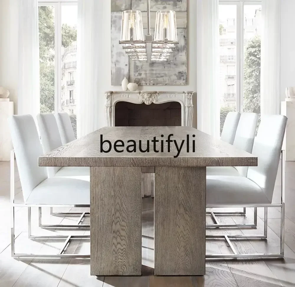 Nordic Large Long Table Simple Ash Wood Home Dining Table Modern All Solid Wood, Conference Desk