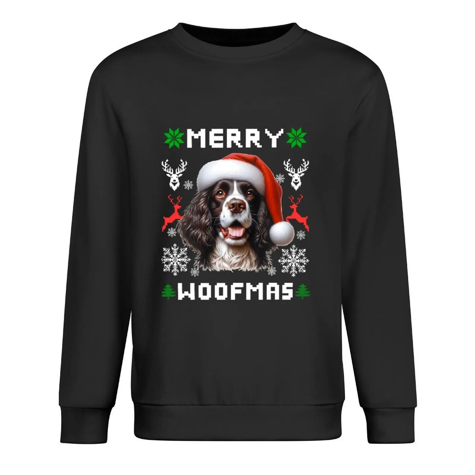 

Merry Woofmas Happy English Springer Spaniel Dog Christmas Sweater Pullover men's coat winter clothes oversize sweatshirts