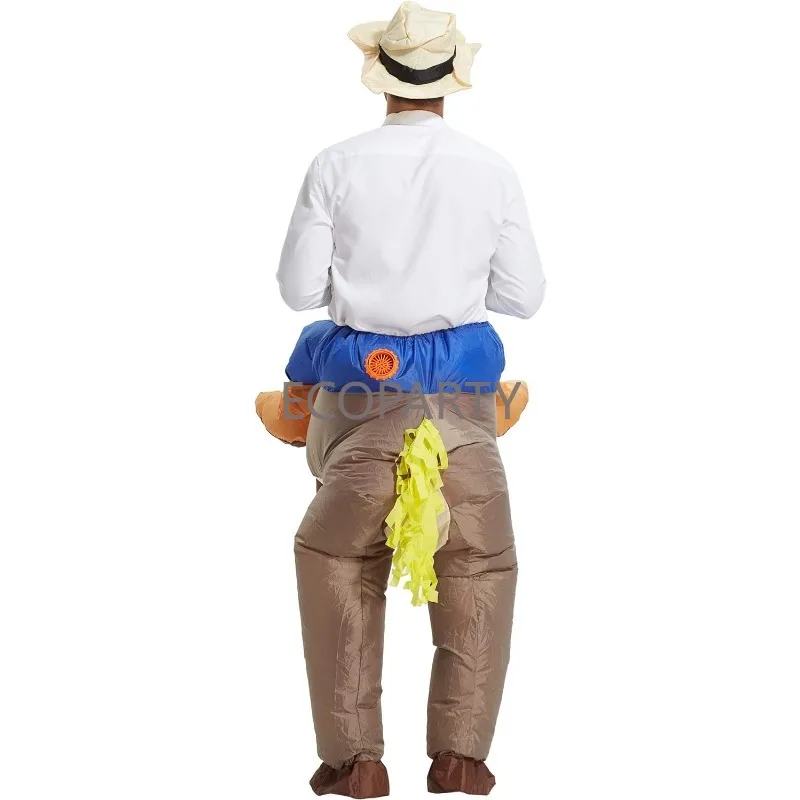 Purim Cowboy Riding Horse Traje inflável, Halloween Carnival Fancy Dress, Party Stage Show, Masquerade Toy para adultos