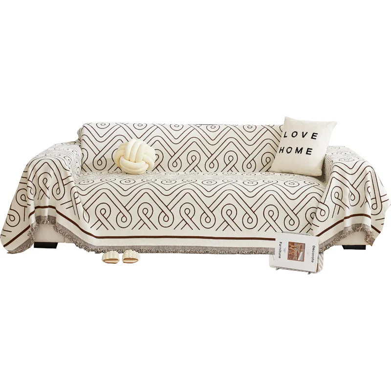 Linear Sofa Cover Living Room Minimalist Cat-Proof Sofa Cover 2-Seater and 3-Seater Modern Sofa Cover L-Shaped Towel