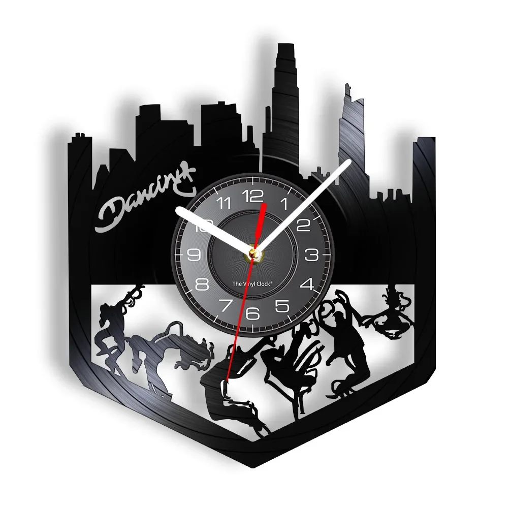 Hip Hop Street Dance Wall Art Dancing Party Decoration Wall Clock Break Dance Vintage Vinyl Record Wall Clock Dance Lovers Gift