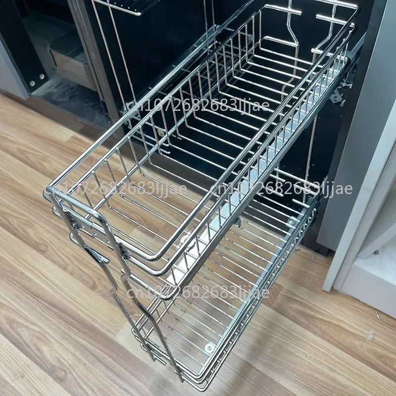 Drawer Type Basket Floor Cabinet Narrow Side Storage Side Basket 150/200/250mm Seasoning Basket