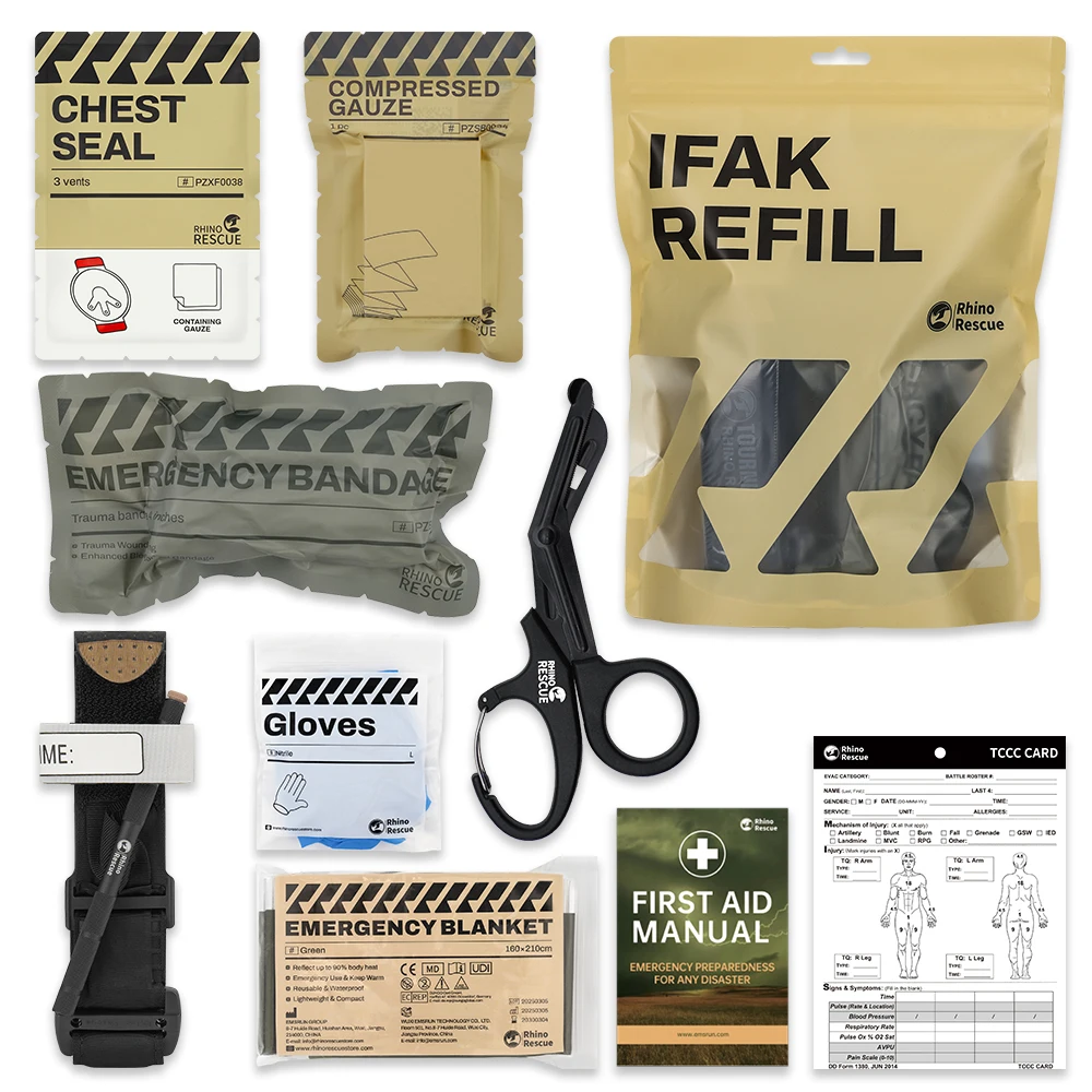 Rhino Rescue Trauma Kit, Combat Survival Gear Medische Kit, Tactisch voor EHBO in noodgevallen, IFAK Navulbenodigdheden