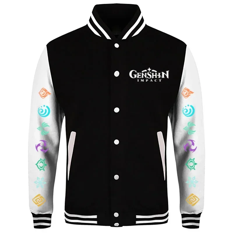 Baseball Genshin Impact print uniform streetwear bomber jacket autumn and winter men's jacket warm jacket