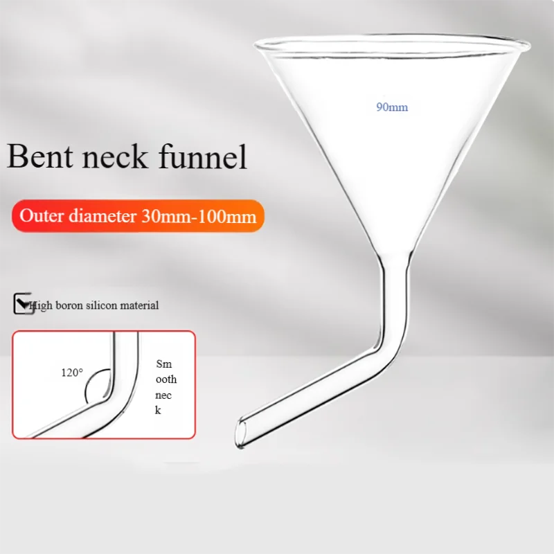 유리 굽은 목 삼각형 깔때기 소화관 급식용 깔때기 긴 직경 원뿔형 깔때기 30mm40mm50mm60mm70mm80mm90mm100mm