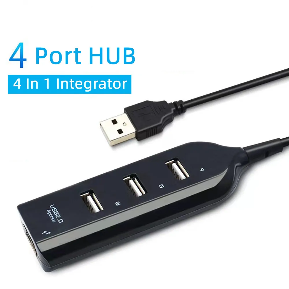 High Speed Hub Universal USB Hub 4 Port USB 2.0 Hub with Cable Mini Hub Socket Pattern Splitter Cable Adapter for Laptop PC