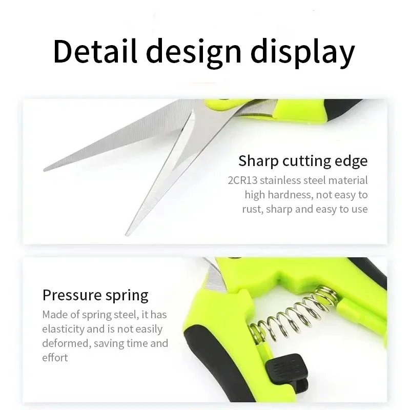 6.5 Inch Gardening Scissors Hand Pruner Pruning Shears with Straight or Elbow Stainless Steel Blades for Plant Trimming