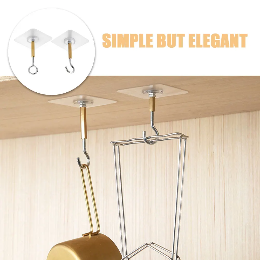 

4 Pcs Ceiling Hook Hanging Adhesive Hooks Decoration Sticky Cabinet Pvc Heavy Duty