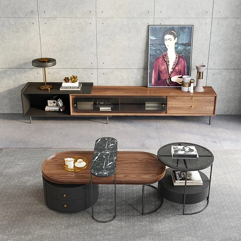 Modern Multifunction TV Table Television Wall Luxury Wooden Media TV Console Stand Coffee Table Living Room Furniture TV Stand