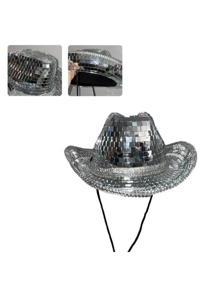 

652F диско-шар ковбойская шляпа костюм для девочек кепка для косплея домашнее украшение для дома фестиваль покупки товары для