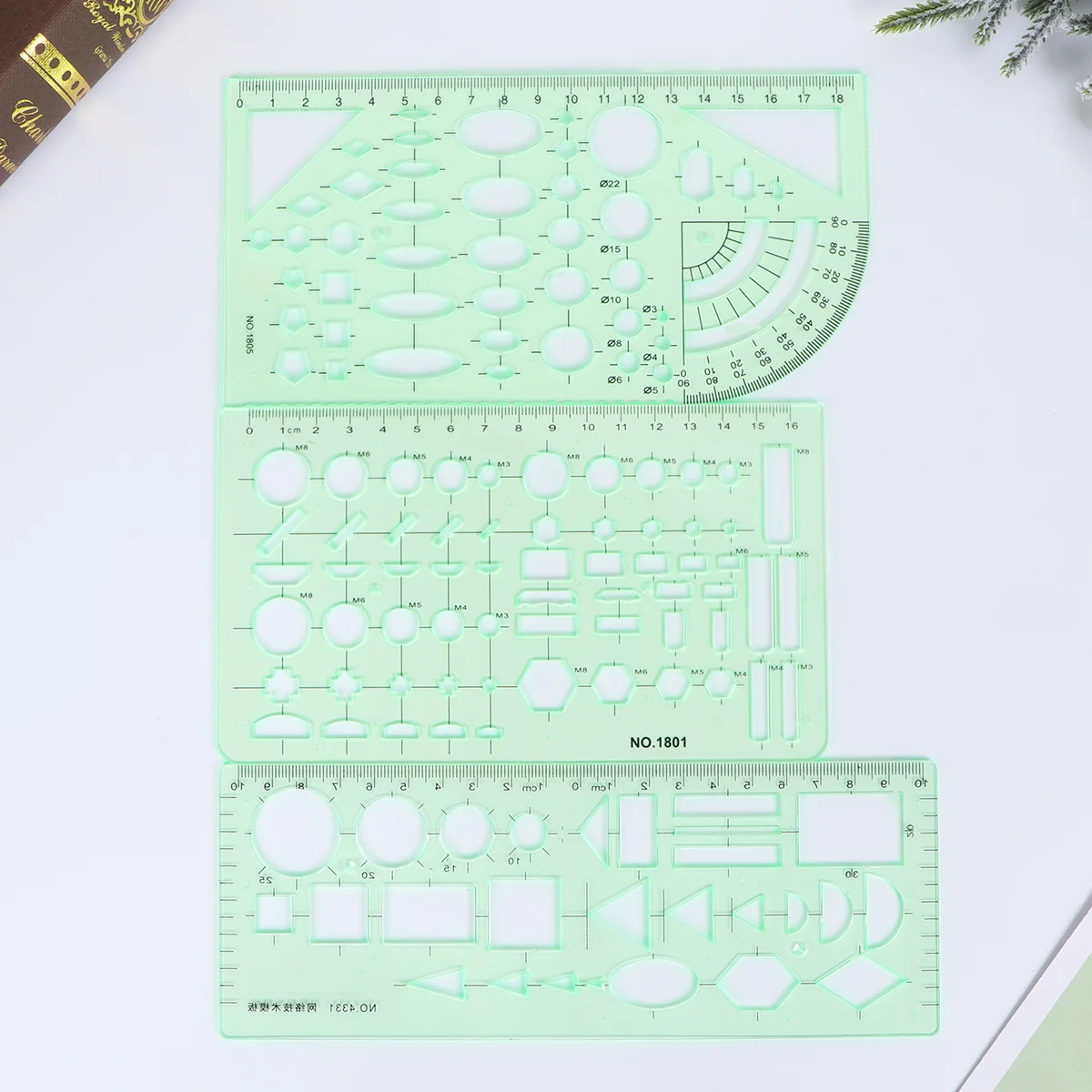

11Pcs Design Drawing Rulers Transparent Orange Curve Shapes Circles Squares Triangles Hexagons Templates for Architecture