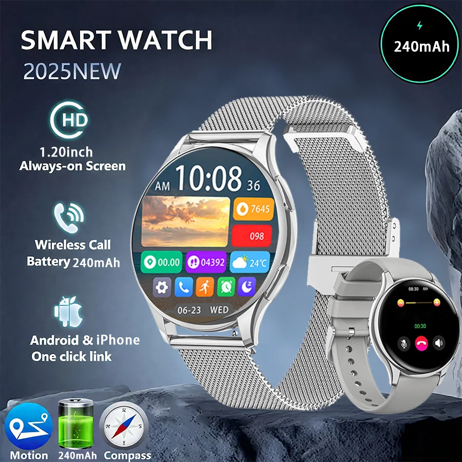 

Смарт-часы для женщин, 1,20-дюймовые фитнес-часы с монитором HR/BP/SpO2, отслеживание женского цикла, 200 спортивных режимов для Android и iPhone