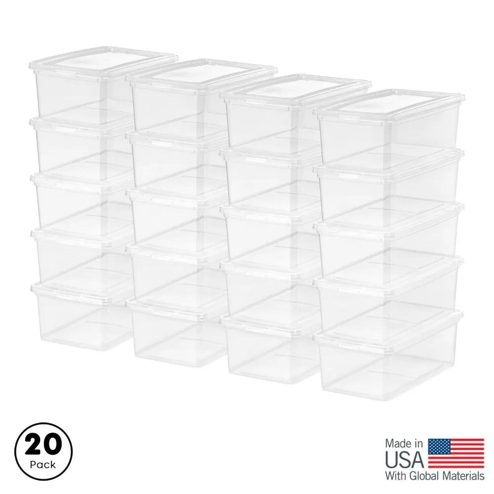Inspired Essentials 5 Qt. Plastic Storage Bins with Lids, Stackable Storage Containers, Totes, 20Pk