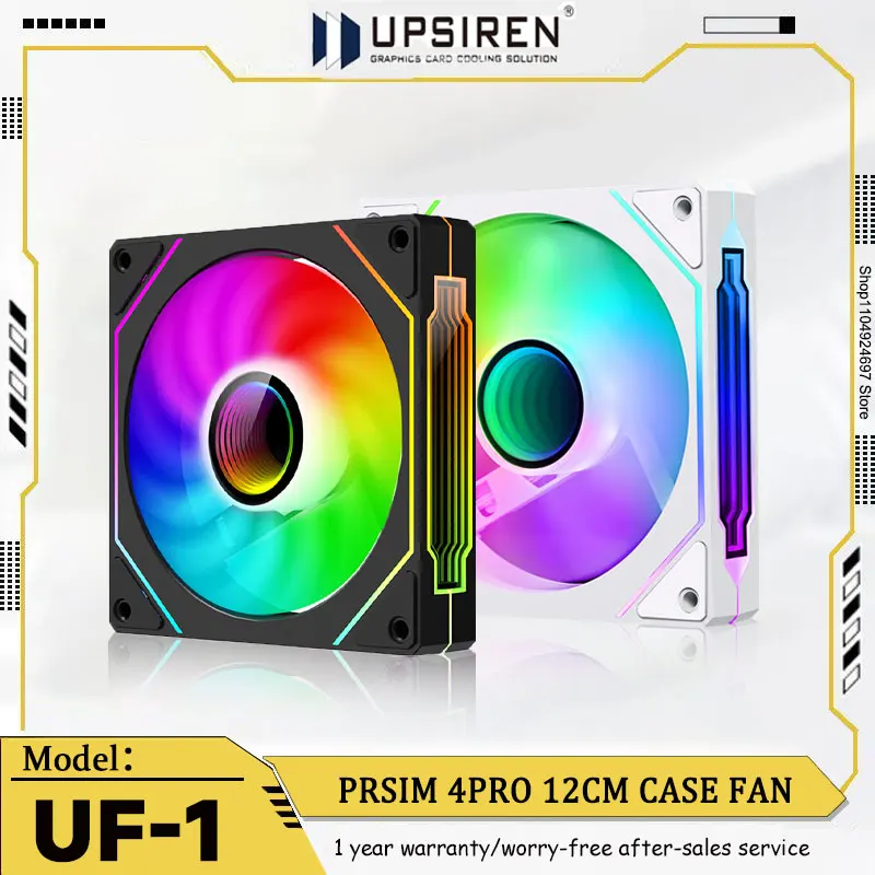 

UPSIREN UF-1 PRISM 4 PRO Вентилятор для корпуса 12 СМ Черный ARGB Божественный свет Синхронный хост-охлаждающий вентилятор ШИМ Интеллектуальное регулирование скорости